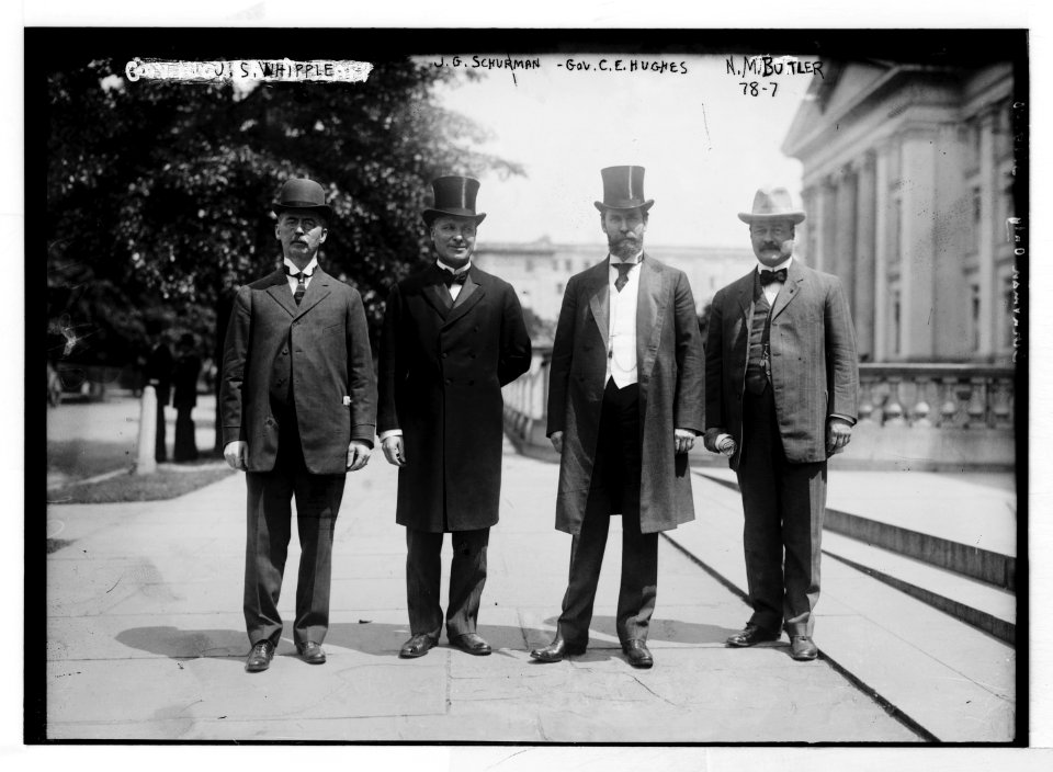 J.S. Whipple, J.G. Schurman, Gov. C.E. Hughes, N.M. Butler, Washington LCCN2014680425