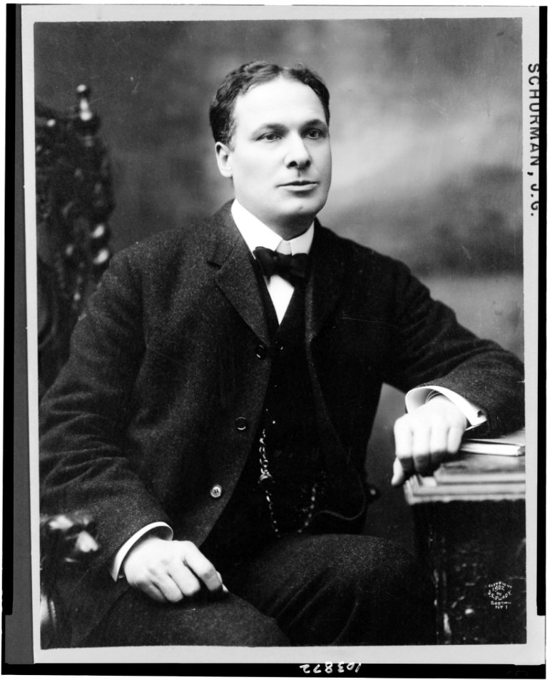Jacob Gould Schurman, three-quarter length portrait, seated, facing right LCCN91783116