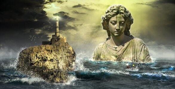 Woman stone rocks