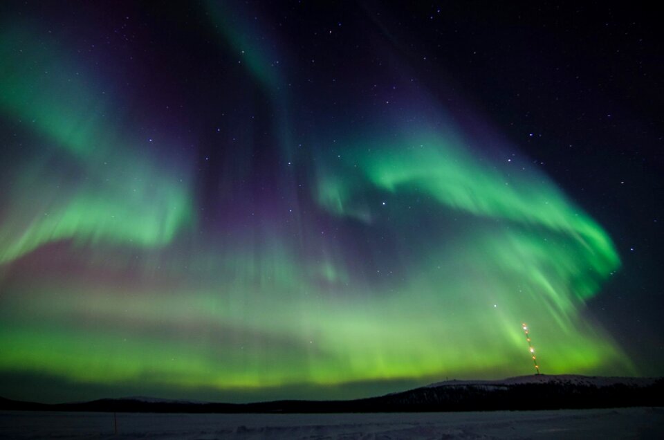 Aurora borealis green arctic circle