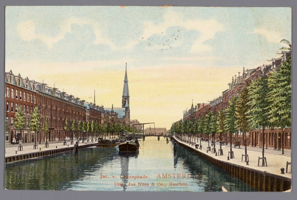 Jacob van Lennepkade met links de R.K. Kerk Vincentius a Paulo, Afb B00000008249