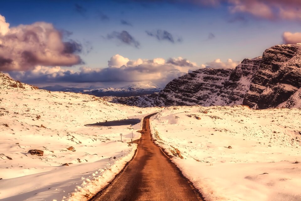 Winter road mountains