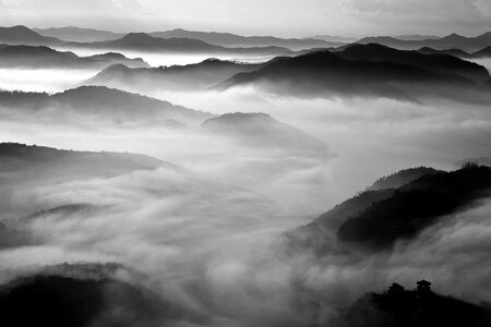 Scenery black and white landscape photo