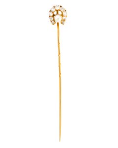 Kråsnål av guld med briljanter och pärla, 1870-tal - Hallwylska museet - 110581 photo