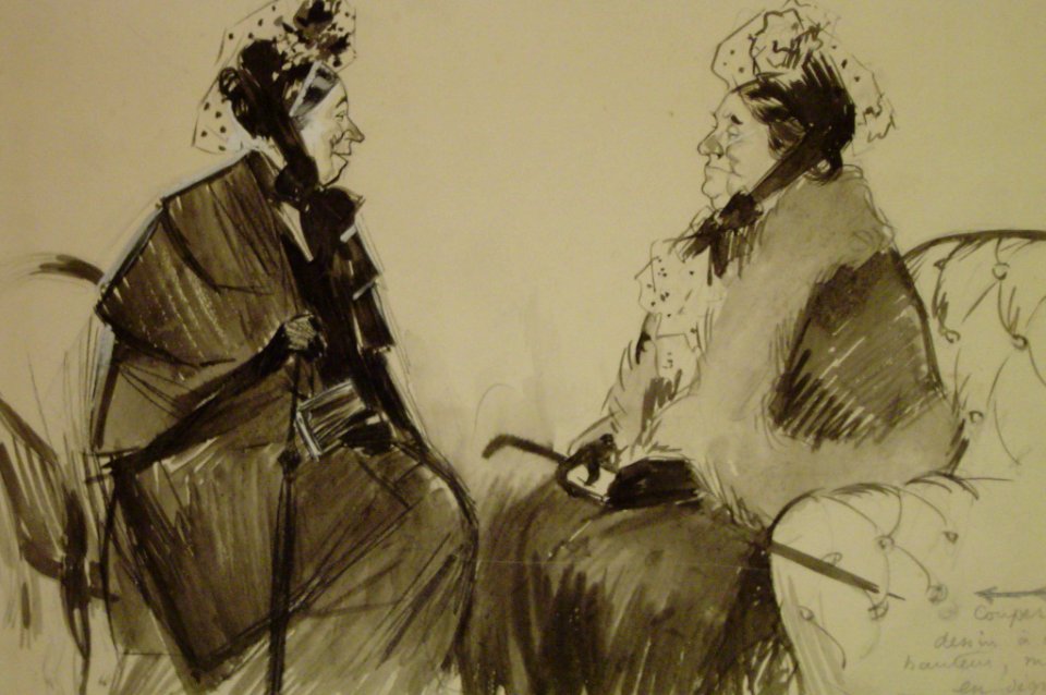 Jacques Wély Deux vieilles en discussion