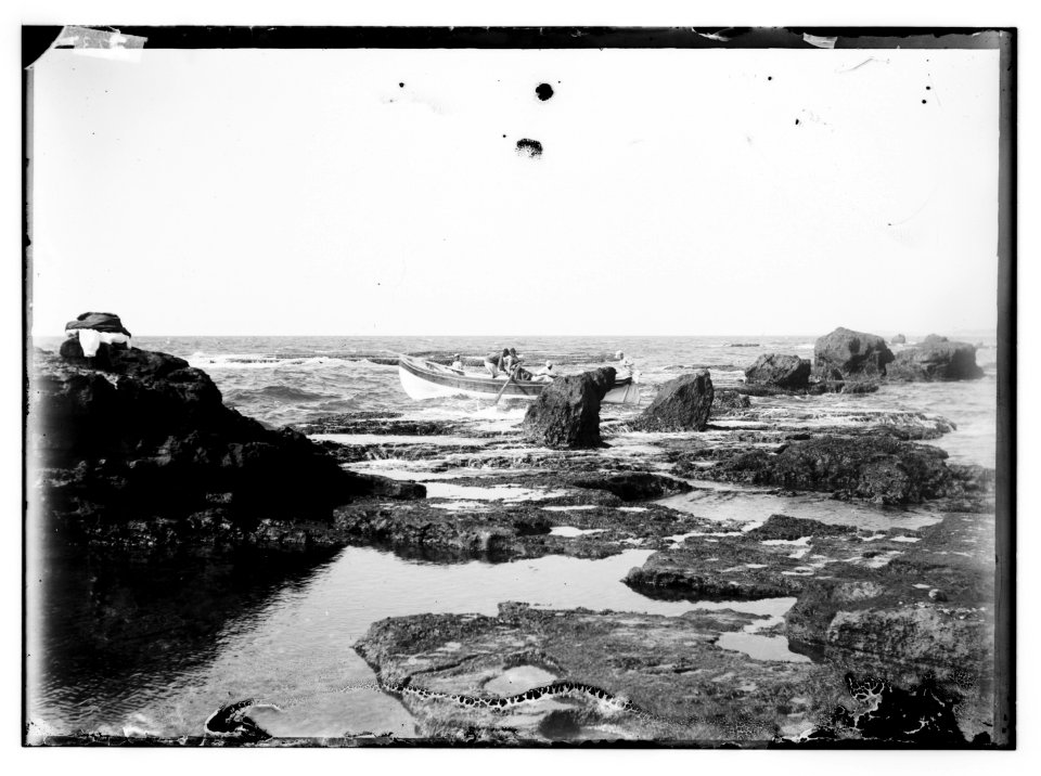 Jaffa (Joppa) and environs. Boat going through the rocks LOC matpc.07468