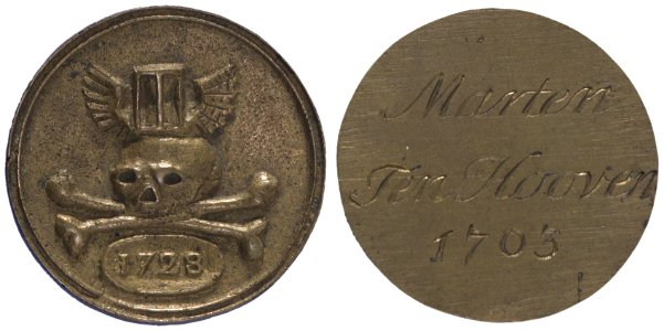Kuipers- en wijnverlatersgilde (begrafenispenning) t.n.v. Marten ten Hooven (of Hoven) 1703, objectnr PA 106