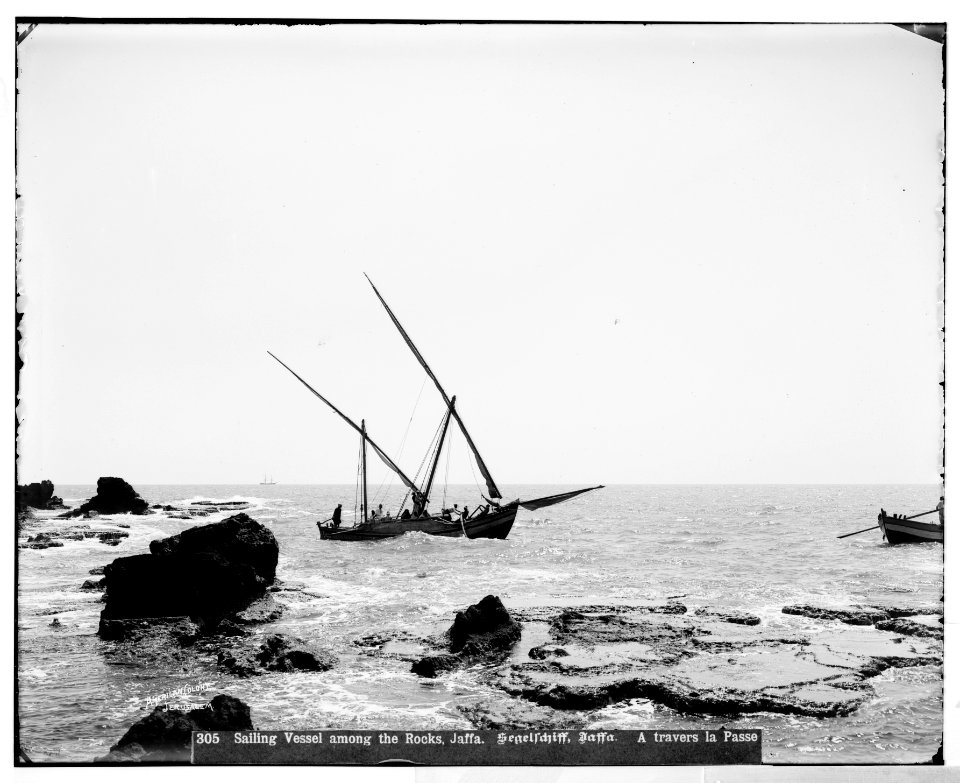 Jaffa (Joppa) and environs. Sailing vessel among the rocks LOC matpc.06518