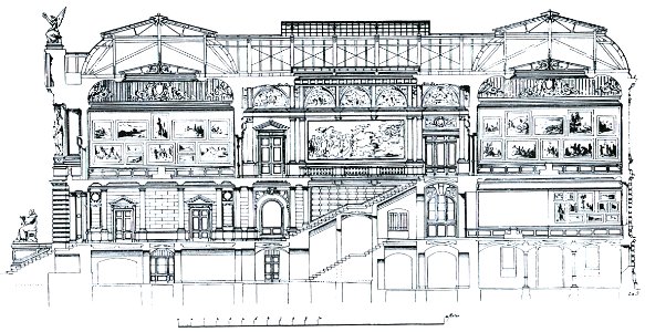 Kunsthalle in Düsseldorf, erbaut 1878 bis 1881 von Ernst Giese und Paul Weidner, Querschnitt photo