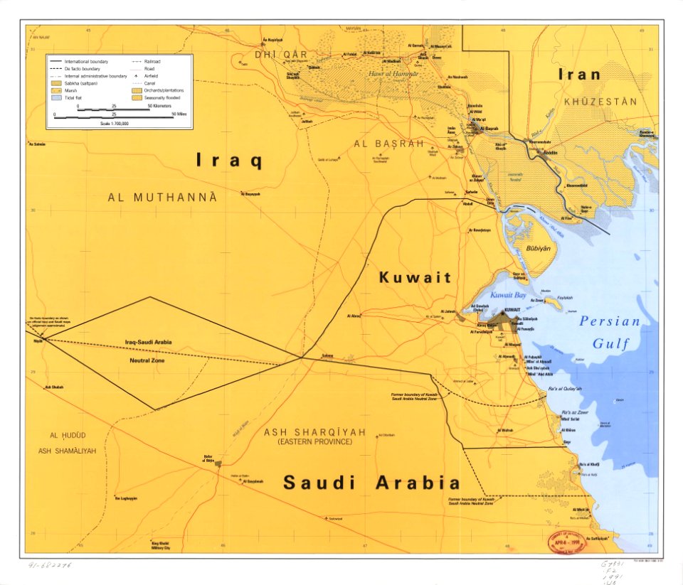 Kuwait and Neutral Zones CIA map 1991