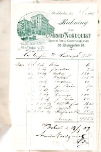 Kvitto från Arvid nordquist - Hallwylska museet - 87028