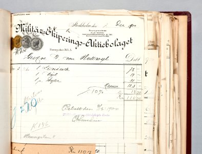 Kvitto från Militära-Ekiperings-Aktiebolaget - Hallwylska museet - 89079