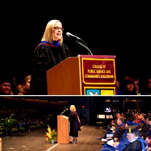 Kyrsten Sinema giving commencement speech at ASU in 2016