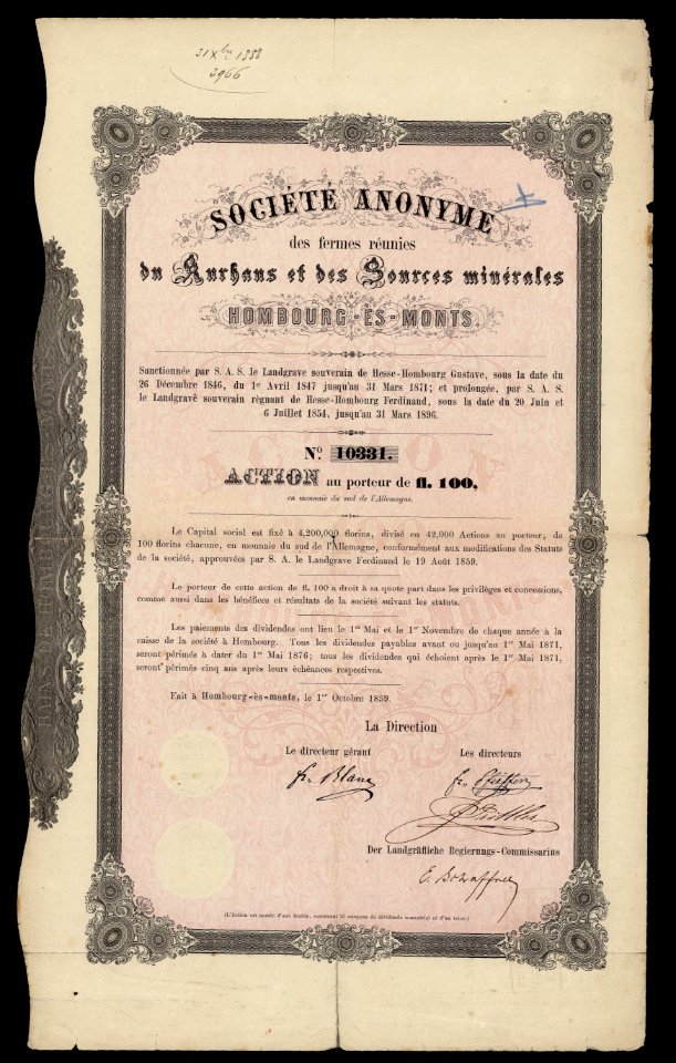Kurhaus et des Sources minérales à Hombourg-ès-monts 1859