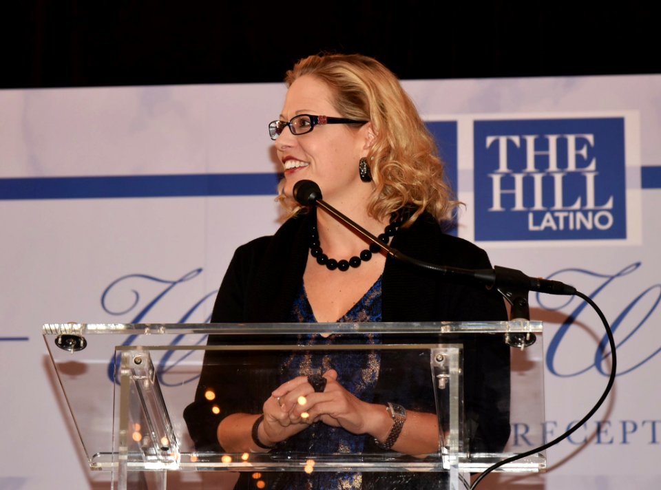 Kyrsten Sinema speaking at an event in 2016