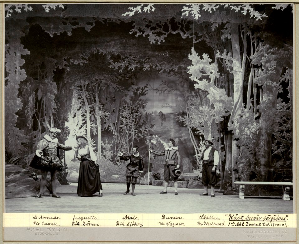 Kärt besvär förgäves, Dramatiska teatern 1901. Föreställningsbild - SMV - H12 044