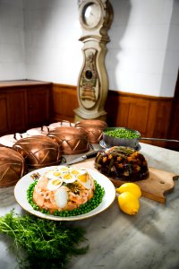 Kök-Aladåb lax och kött. Utställningen Smak av svunnen tid år 2007 - Hallwylska museet - 86300