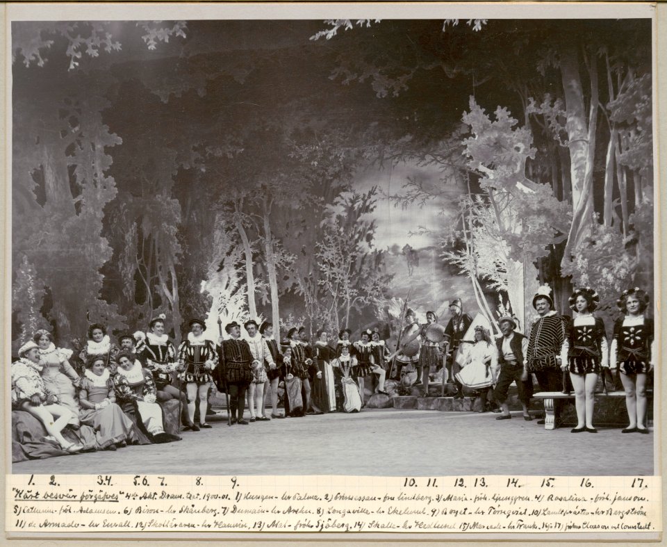 Kärt besvär förgäves, Dramatiska teatern 1901. Föreställningsbild - SMV - H12 046