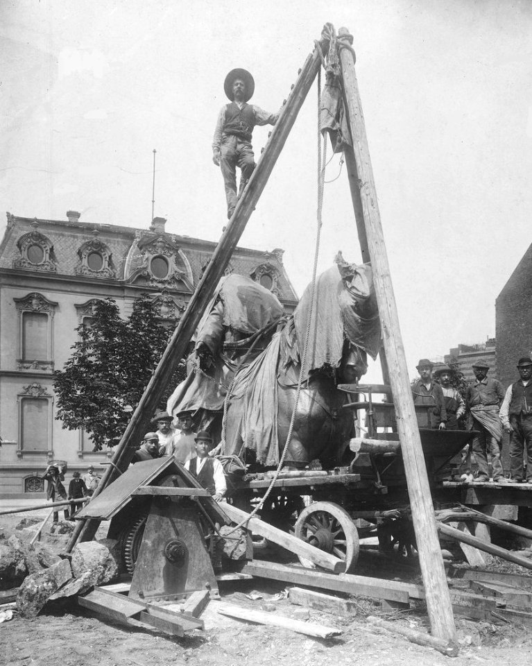 Köln - Kaiser-Wilhelm-Ring, Montage Denkmal 1897, RBA