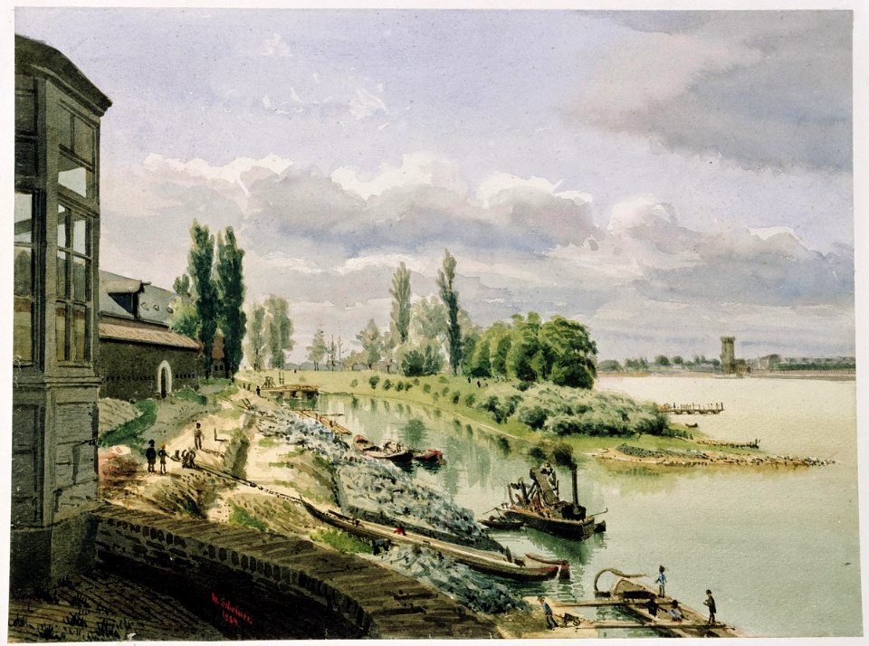 Köln - Hafen Deutz Gemälde 1822, Wilhelm Schreiner + 1922, RBA