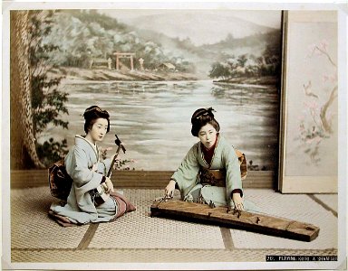 Kusakabe Kimbei - 212 Playing koto and shamisen photo