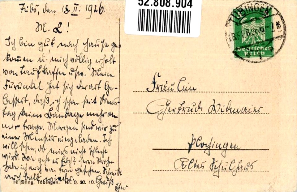 König - Hohentübingen mit Alleenbrücke (AK 0.20.10 H Sting 1926) R