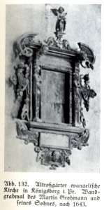 Königsberg, Altroßgärter Kirche, Wandgrabmal des Martin Grohmann und Sohn, nach 1643