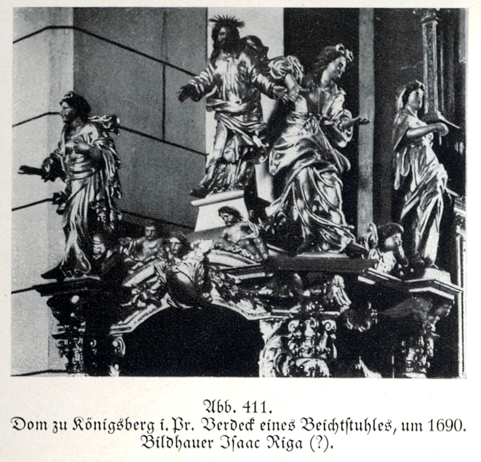 Königsberg, Dom, Beichtstuhl, Verdeck, Bildhauer Isaac Riga, um 1690