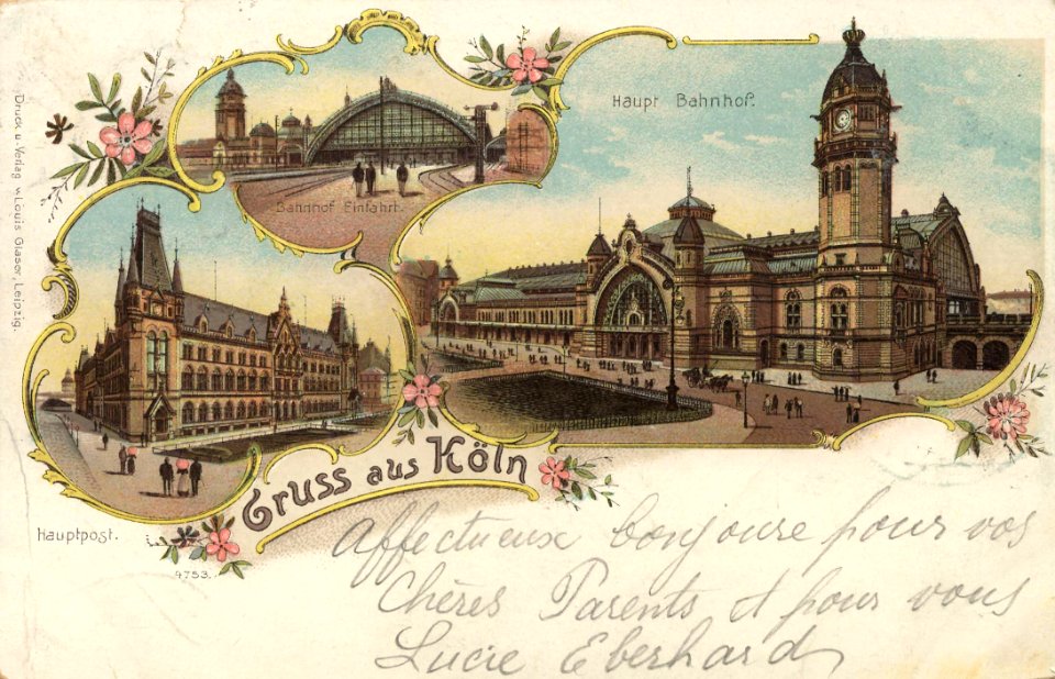 Köln (Rhein), Nordrhein-Westfalen - Bahnhof; Postamt (Zeno Ansichtskarten)