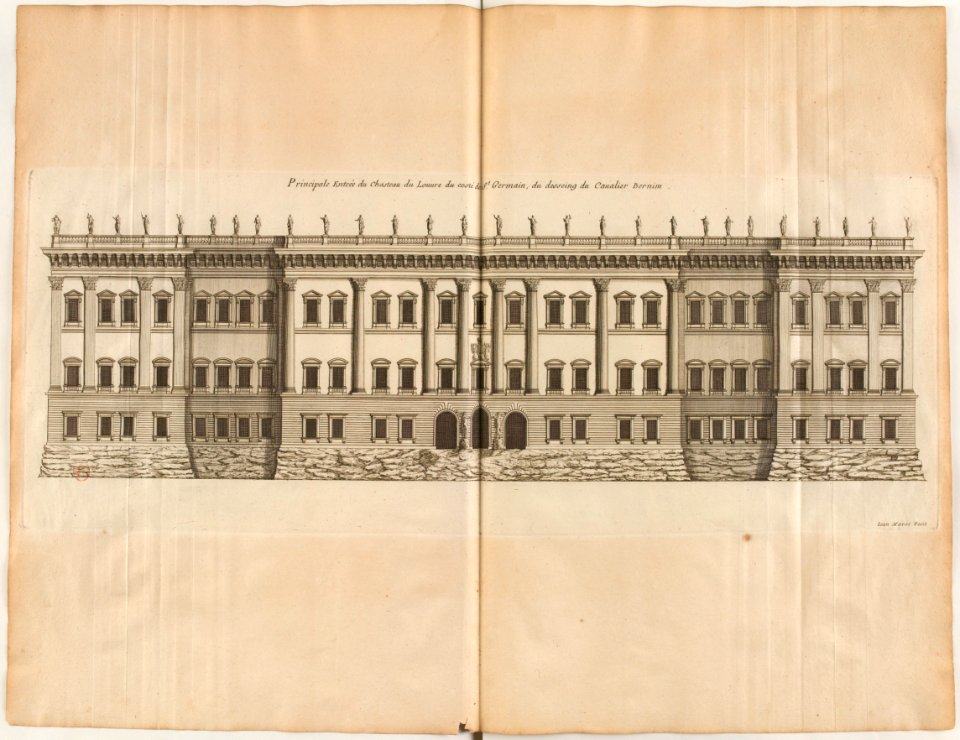 L'Architecture française (Marot) BnF RES-V-371 167v-f357 Louvre, Principale Entrée du côté de Saint-Germain du dessein du Cavalier Bernin