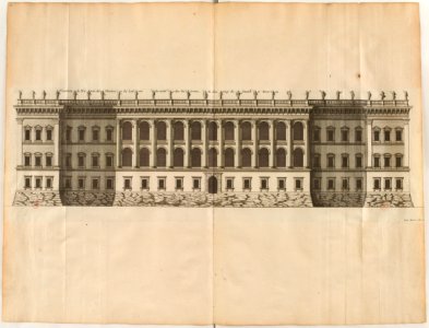 L'Architecture française (Marot) BnF RES-V-371 166v-f354 Louvre, Élévation de l'Entrée du côté des Tuileries du dessein du Cavalier Bernin