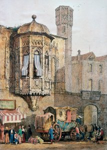 Köln - Hackenay Prager Hof Lithografie Samuel Prout 1824