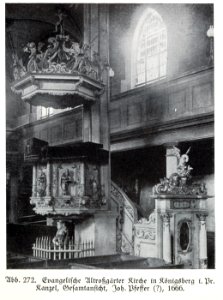 Königsberg, Evangelische Altroßgärter Kirche, Kanzel Joh. Pfeffer, 1666, Gesamtansicht