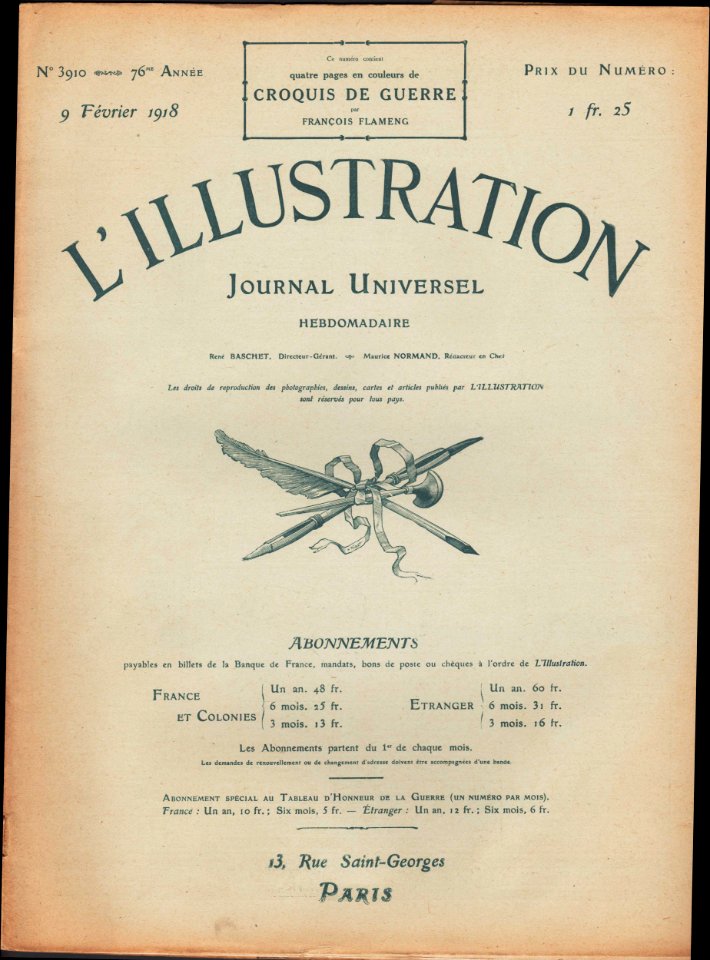 L'ILLUSTRATION No3910 9 Février 1918 76me Anée