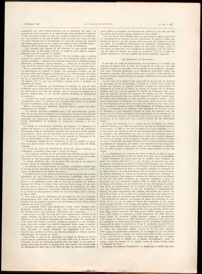 L'ILLUSTRATION No3910 9 Février 1918 page 127