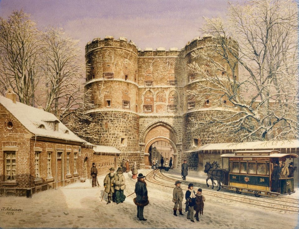 Köln - Rudolfplatz, Hahnentor im Schnee, Jakob Schreiner+1911, 1878, RBA