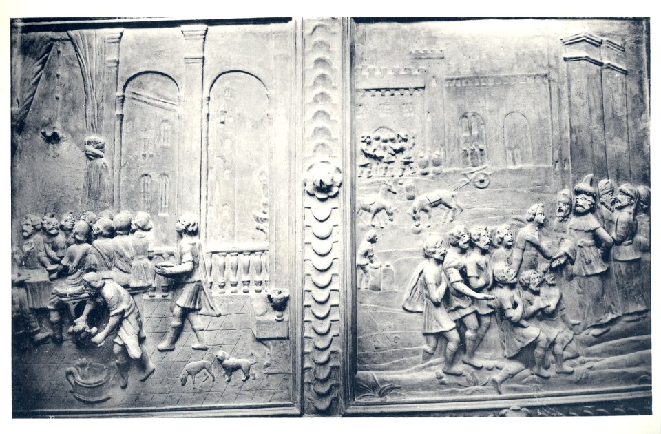 Königsberg, Löbenichtsche Tuchmacherstraße Nr. 11, Zimmerdecke, Stuckrelief des XVIII. Jahrhunderts mit Geschichte Josephs in Ägypten (2)