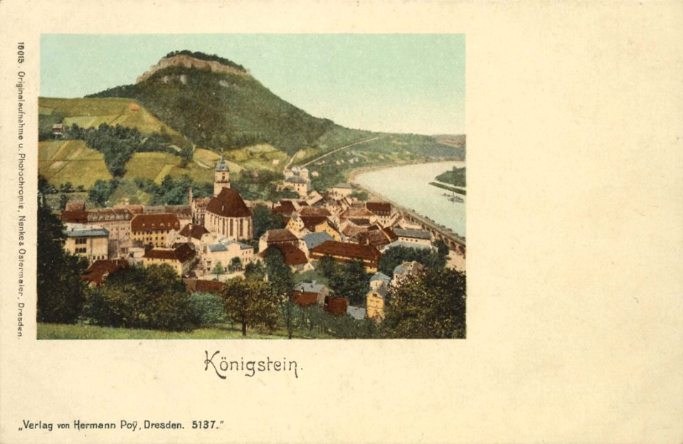 Königstein, Sachsen - Stadtansicht mit Festung (2) (Zeno Ansichtskarten)