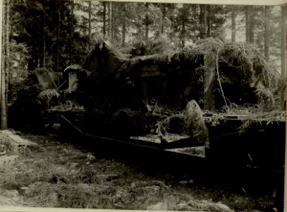Küsten Haubitzen L-15, Batterie 3, Stellung im Lesachtal. Lafettenwagen maskiert am Transport. Aufgen.am 19.VIII.1916. (BildID 15480251)