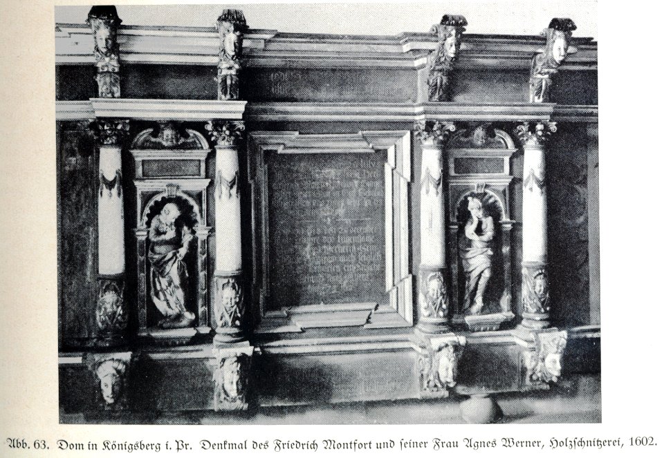 Königsberg, Dom, Denkmal des Friedrich Montfort und Agnes Werner (Ehefrau), 1602