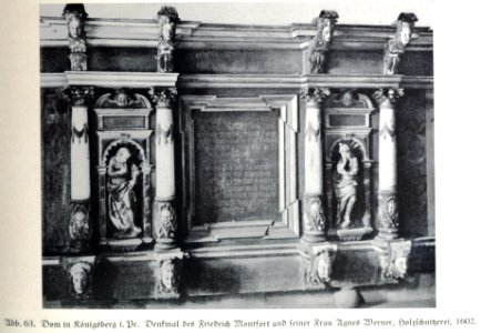 Königsberg, Dom, Denkmal des Friedrich Montfort und Agnes Werner (Ehefrau), 1602