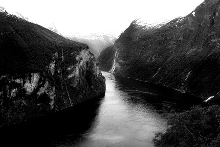Landscape mountain fjord photo