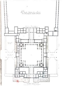 L'Architecture française (Marot) BnF RES-V-371 165v-f351 Louvre, Plan du dessein du Cavalier Bernin (adjusted)