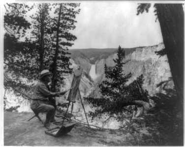 L.A. Ramsey, painting at Artist Point, Yellowstone Park LCCN2016648962