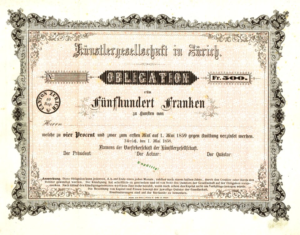 Künstlergesellschaft in Zürich 1858