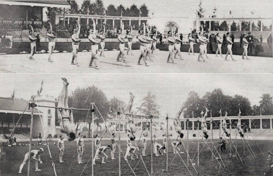 L'équipe française de gymnastique, sans ou avec agrès, troisième aux JO d'Anvers en 1920