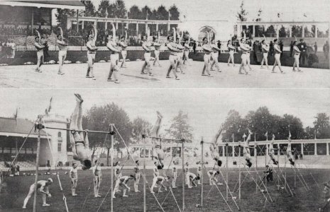 L'équipe française de gymnastique, sans ou avec agrès, troisième aux JO d'Anvers en 1920