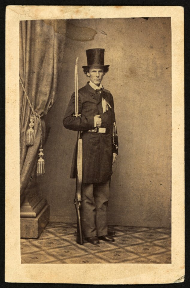 James Henry Lane (1814-1866), politician and leader of the Free State Party of Kansas, full-length portrait, with gun) - from photographic negative, from Brady's National Portrait Gallery LCCN2010647936