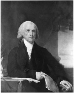 James Madison. Waist length, seated. Copy of painting by Gilbert Stuart. - NARA - 532836