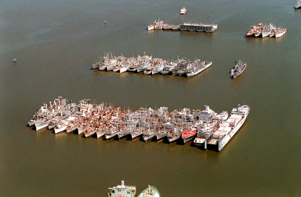 James River Reserve Fleet ships aerial photo 1995